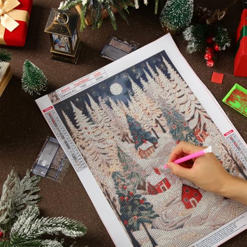 Christmas Tree Diamond Painting Kit 12x16 Inches DIY Holiday Decor