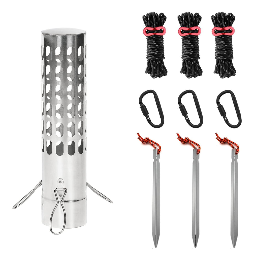 FIREHIKING Spark Arrestor 2.36" Stove Pipe with Ground Nail Wind Rope Carabiner Chimney Rain Cap