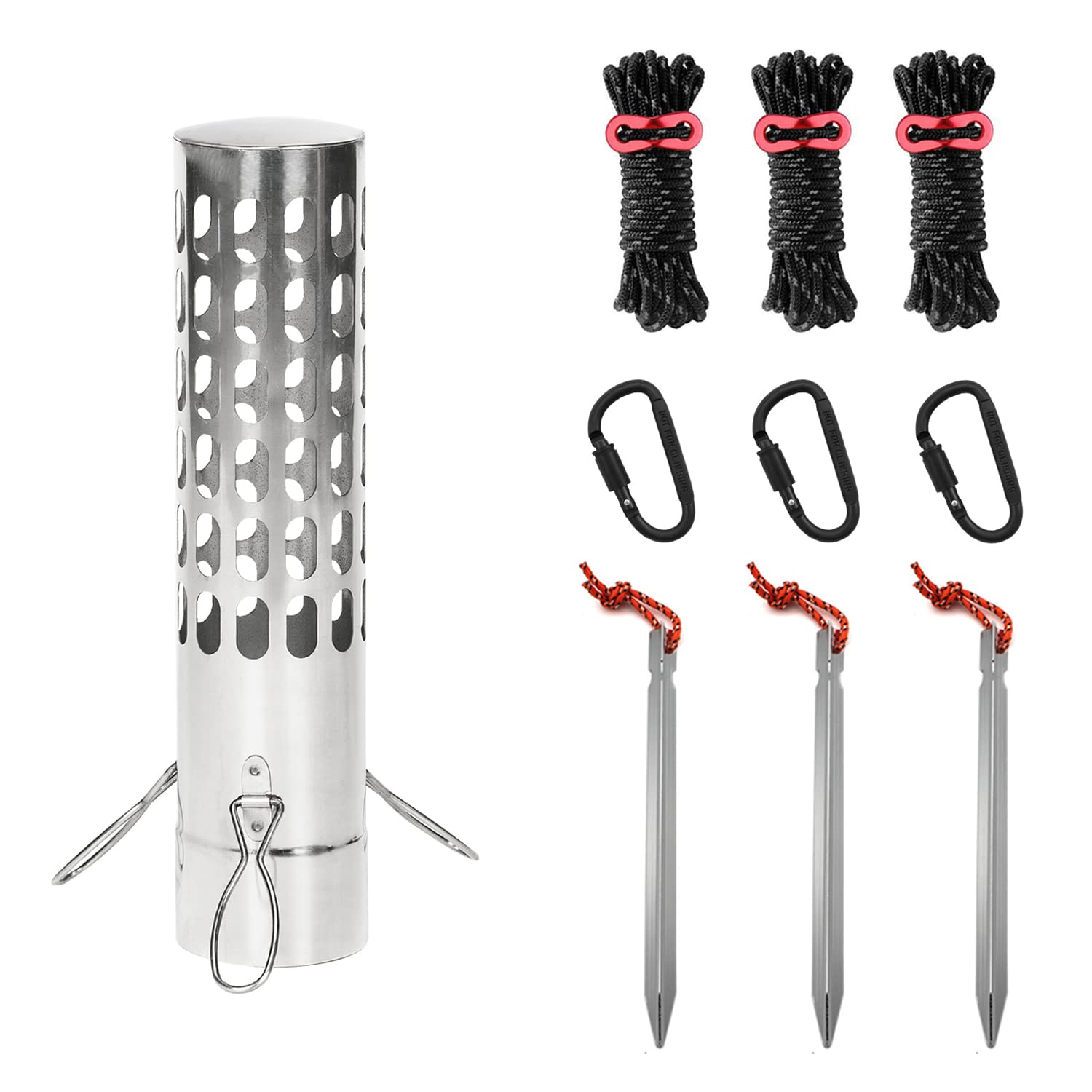 FIREHIKING Spark Arrestor 2.36" Stove Pipe with Ground Nail Wind Rope Carabiner Chimney Rain Cap