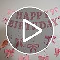 Pink Bow Birthday Banner Set with Happy Birthday Decorations