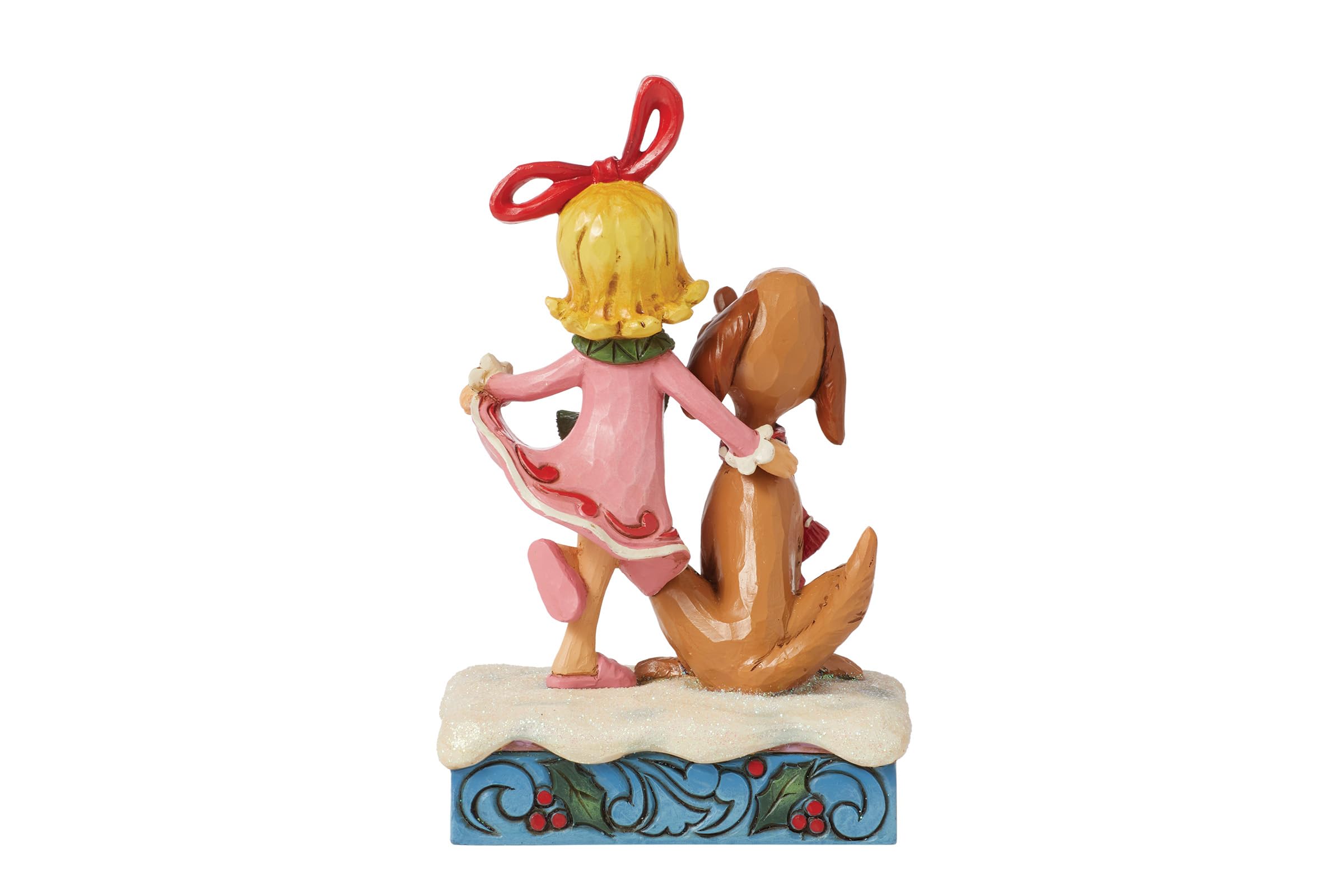 Enesco Dr. Seuss Grinch by Jim Shore Cindy Lou and Max Wearing Scarves Figurine, Stone Resin Hand Crafted Collectible Christmas Figurines Home Decor Sculpture Statue, 5.63 Inch, Multicolor