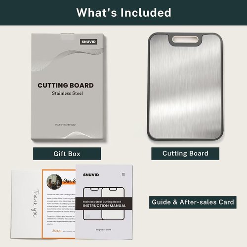 Stainless Steel Cutting Board, Large Double Sided Cutting Board for kitchen, 18/8 Stainless Steel & Wheat straw pp, Food-Grade, non Toxic - Easy to Clean, 16 x 11 Inches
