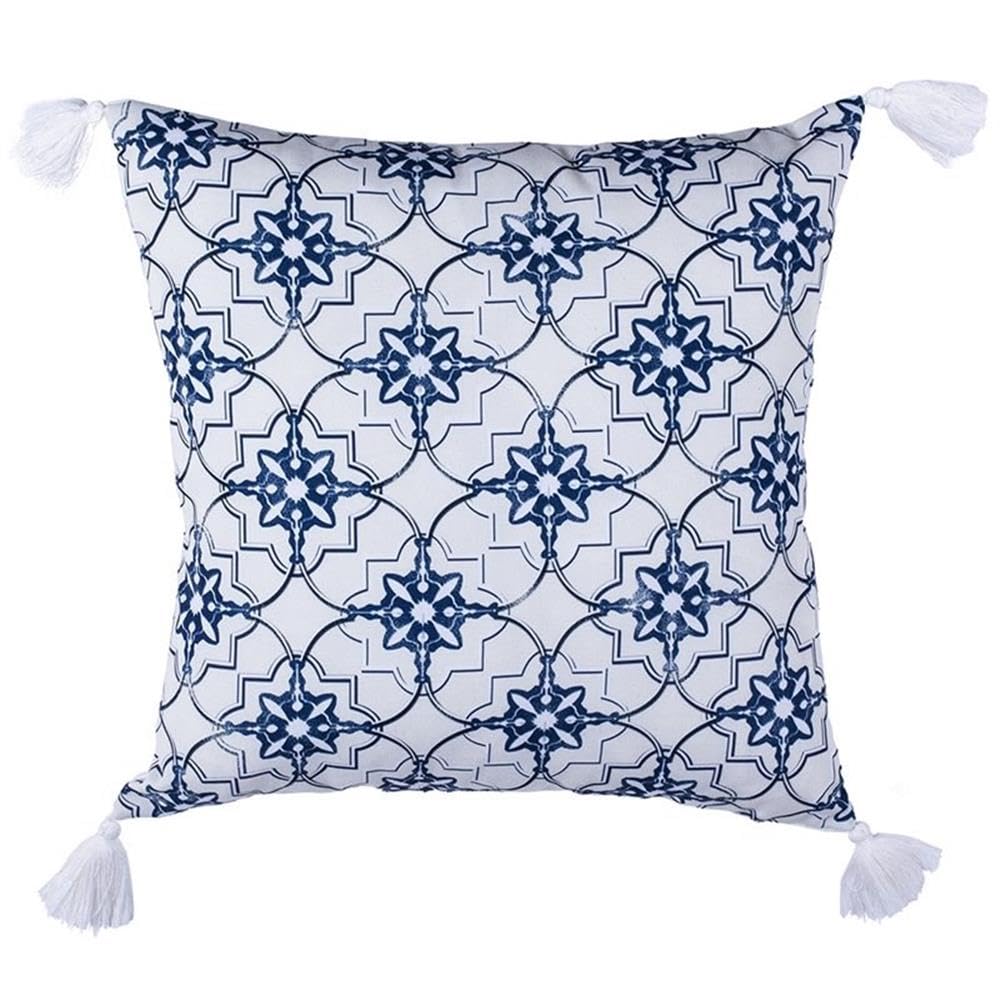 Safavieh Home Collection Mariella White and Blue (16" x 16") Pillow