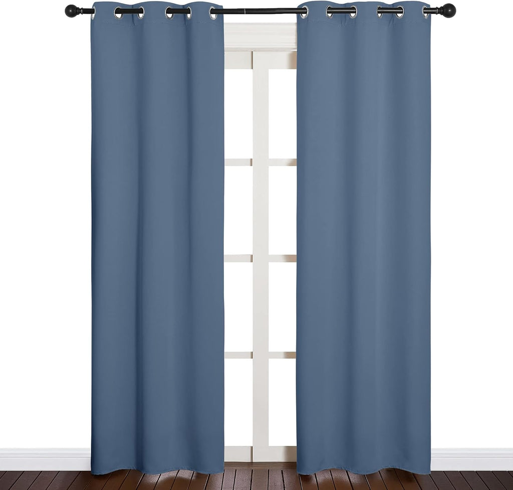 NICETOWN Blackout Curtains - Thermal Insulated Privacy Drapes for Bedroom & Living Room | Stone Blue, 34"x84", 2PCs