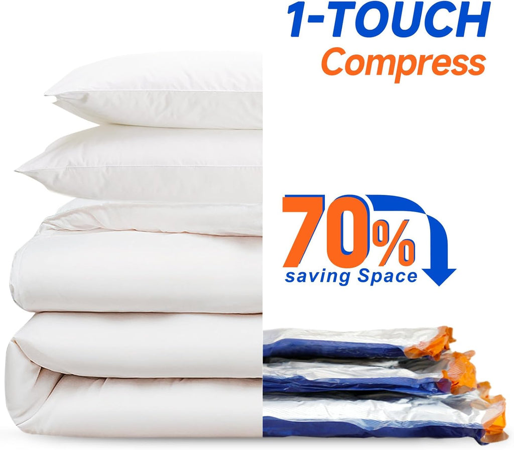 Vacbird Vacuum Storage Bags - 15 Pack Compression Packing Cubes with Rechargeable Pump | Space Saver for Clothes & Blankets