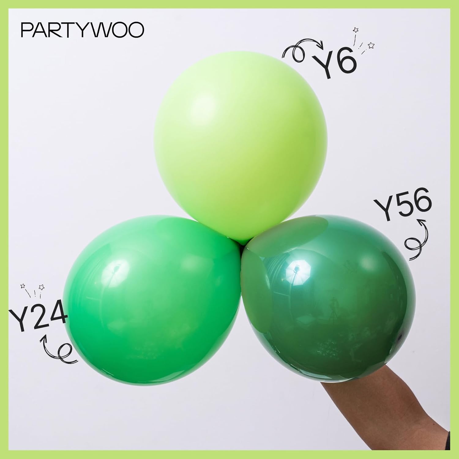 PartyWoo Lime Green Balloons - 127-Piece Latex Balloon Arch Kit | Various Sizes for Graduation & Birthday Celebrations