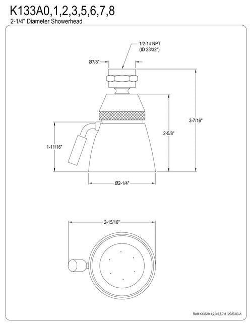 Kingston Brass K133A1 Designer Trimscape Showerscape 2-1/4-Inch Shower Head, Polished Chrome