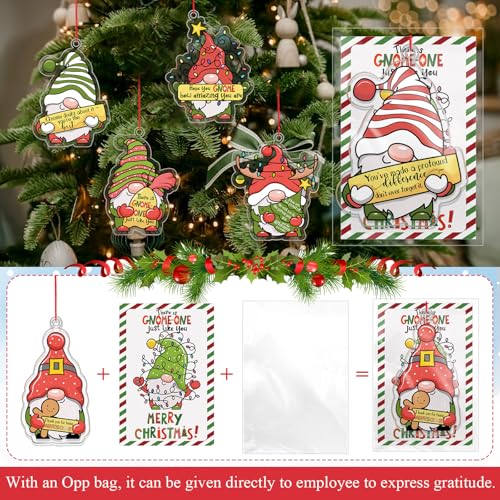 45 Sets Christmas Gnome Ornaments Bulk Employee Appreciation Gifts with Cards - Festive Holiday Decor