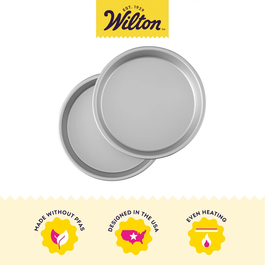 Wilton Round Cake Baking Pan Set - 9 x 2 Inch Even Heating Aluminum Bakeware for Tiered Cakes