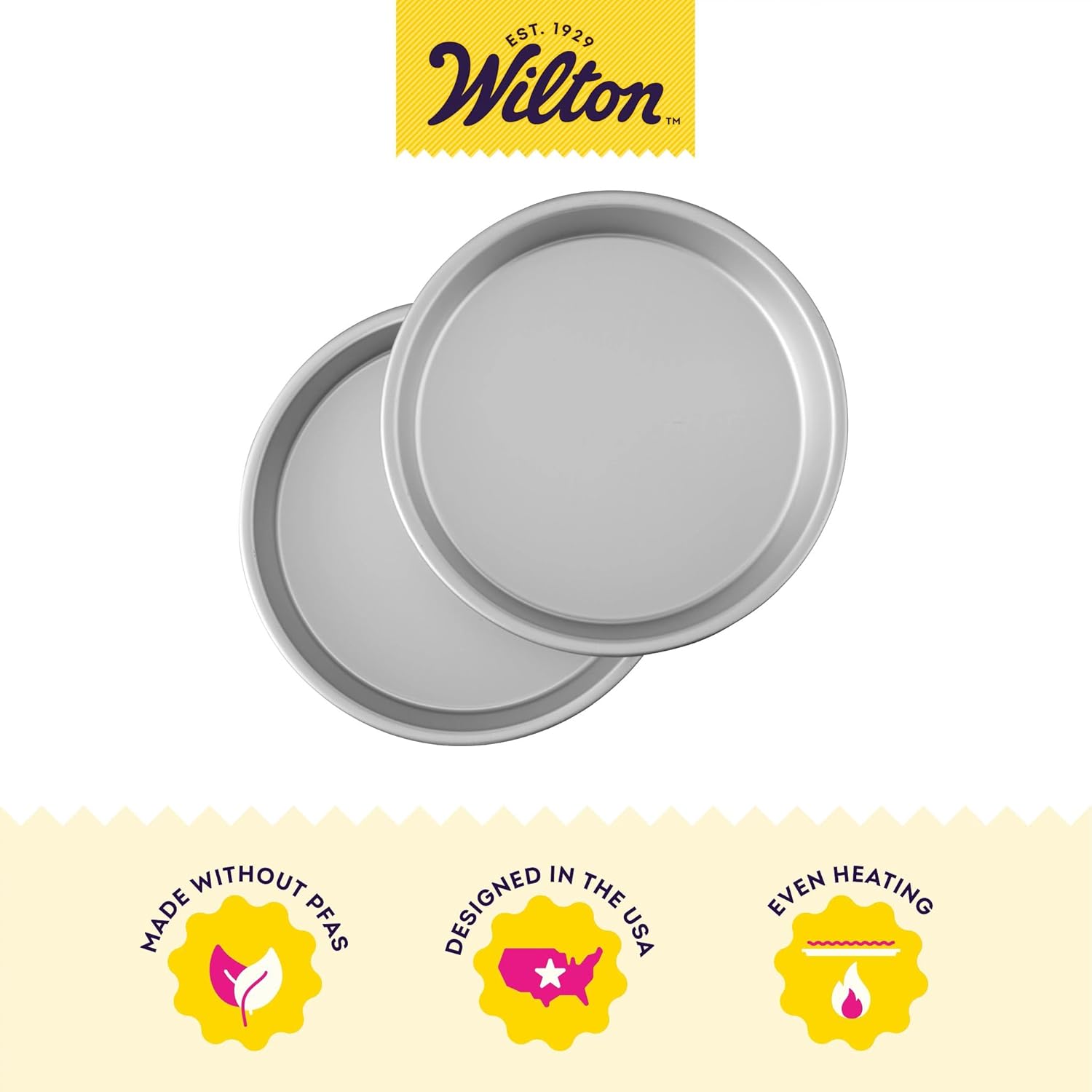 Wilton Round Cake Baking Pan Set - 9 x 2 Inch Even Heating Aluminum Bakeware for Tiered Cakes