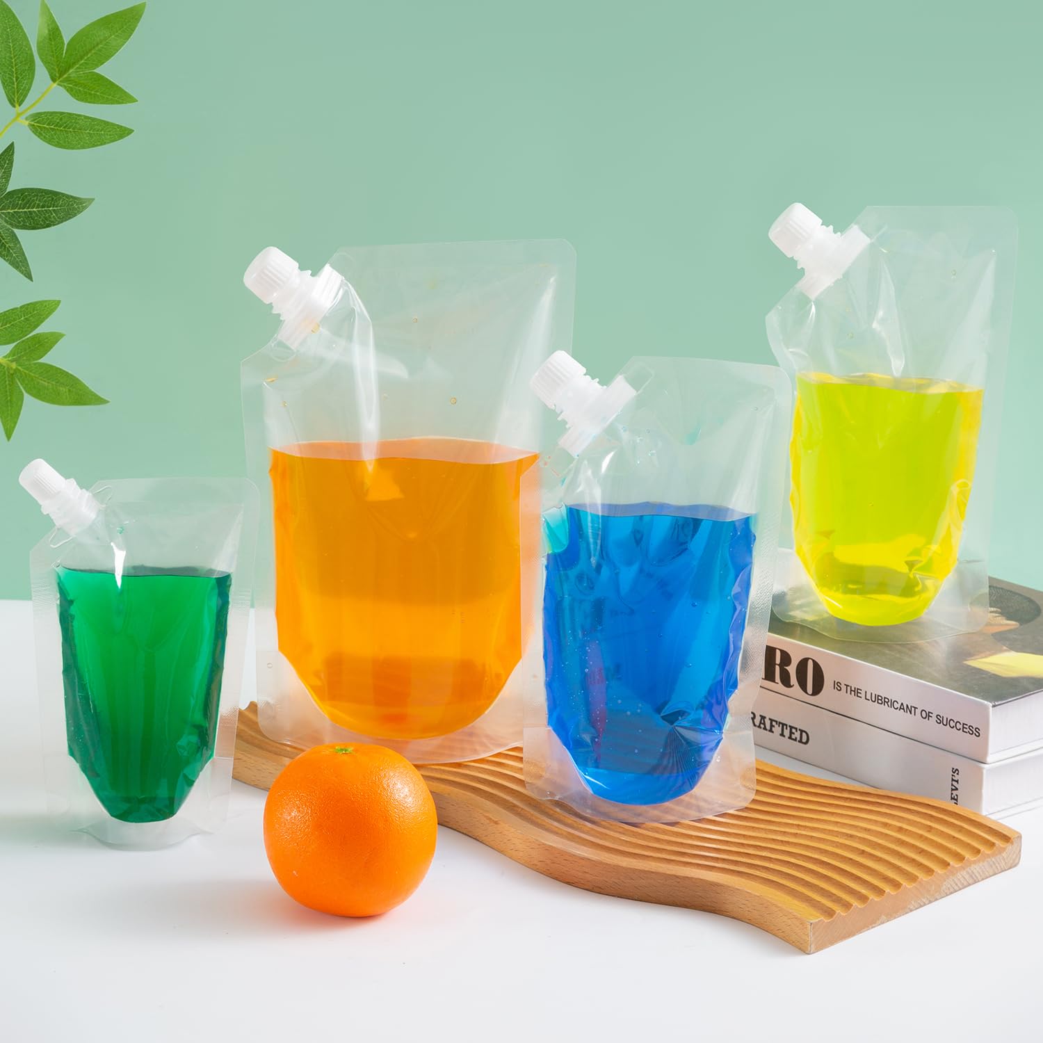 OHJJCCHO Plastic Flasks, Reusable Juice Bags, Leak-Proof, BPA-Free for Travel, Outdoor Sports, Concerts, Events(8OZx6-16OZx6-32OZx4)