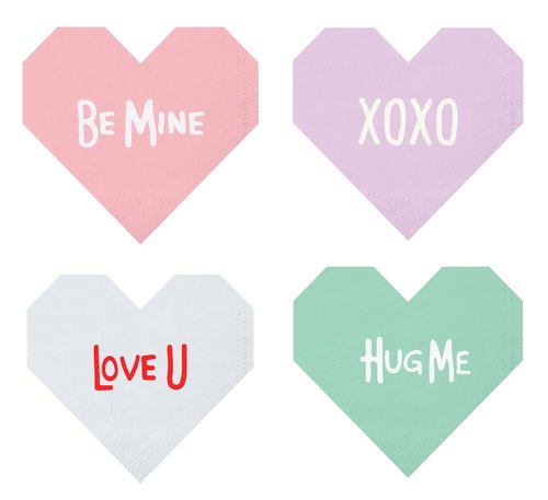 100 pcs Valentines Heart Shaped Napkins, Valentine's Day Cocktail Party Supplies, Heart Napkins for Kids Classroom Decor