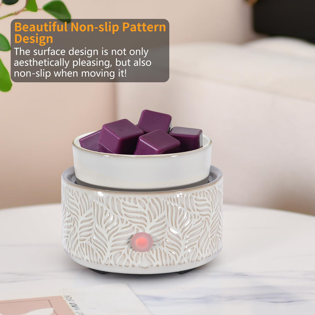 copinpin Electric Wax Melt Warmer 4-in-1 Candle Warmer for Scented Wax Melter Cute Ceramic Fragrance Wax Burner for Home Office Bedroom Deco Gift for Women White