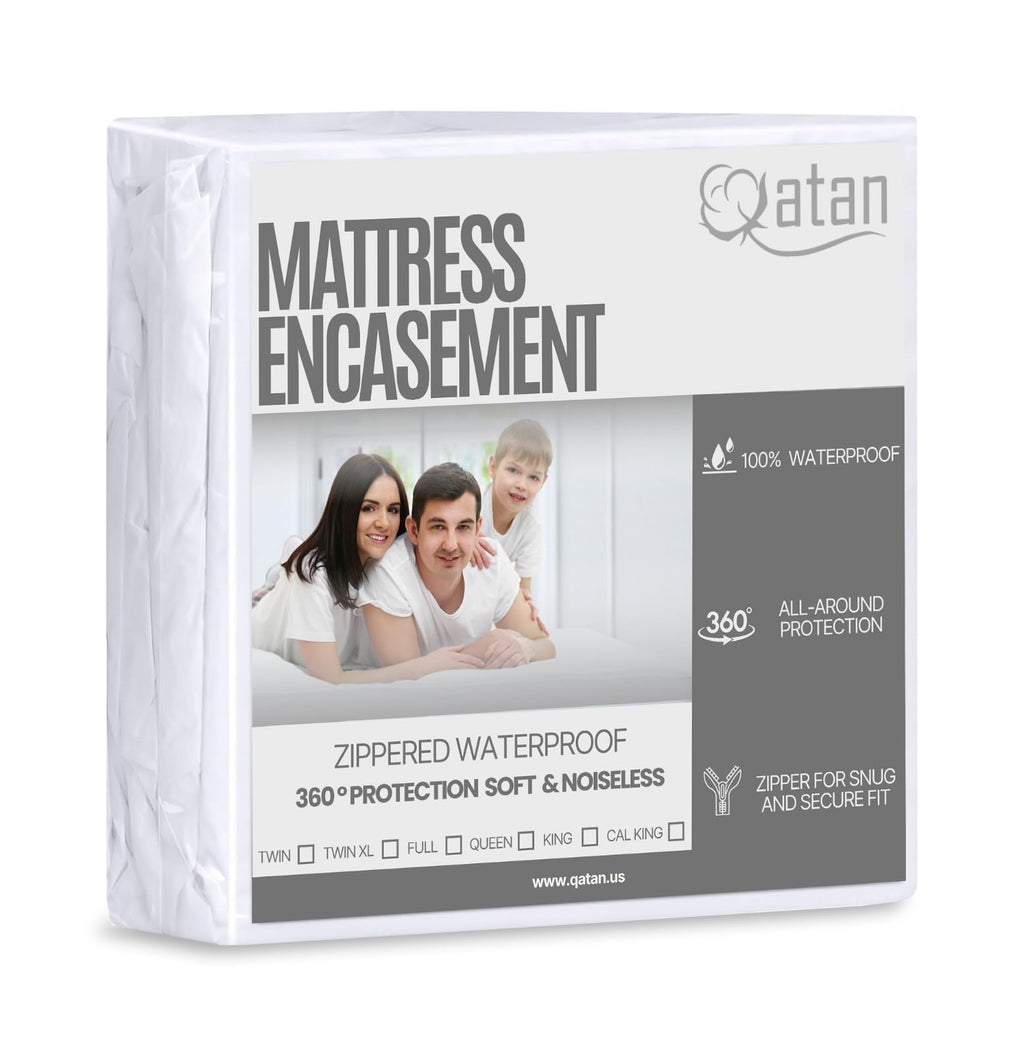 Twin Mattress Protector Encasement with Zipper – Waterproof Mattress Protector Twin Size – Soft, Breathable & Noiseless Zippered Mattress Cover – Fits Up to 12”