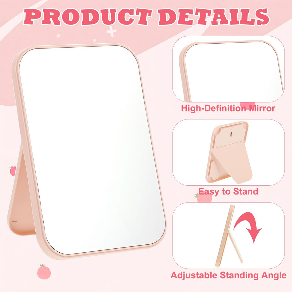 Rainmae 12 Pcs Spa Party Mirrors Spa Party Supplies for Girls, Pink Sleepover Accessory Favors Makeup Mirror for Sleepover Slumber Birthday Favors Gift