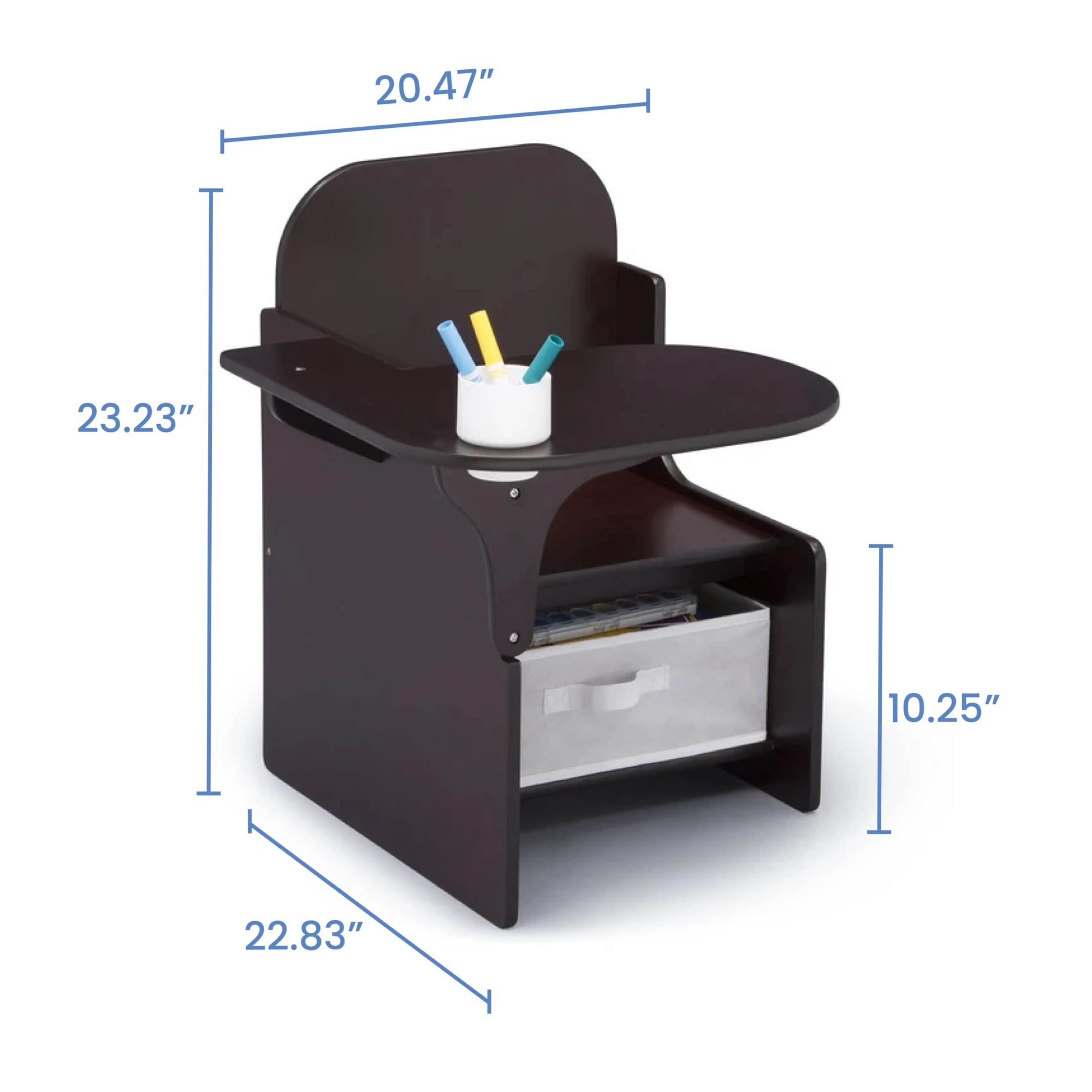 Delta Children MySize Chair Desk with Storage Bin + MySize Deluxe Toy Box, Dark Chocolate (Bundle)