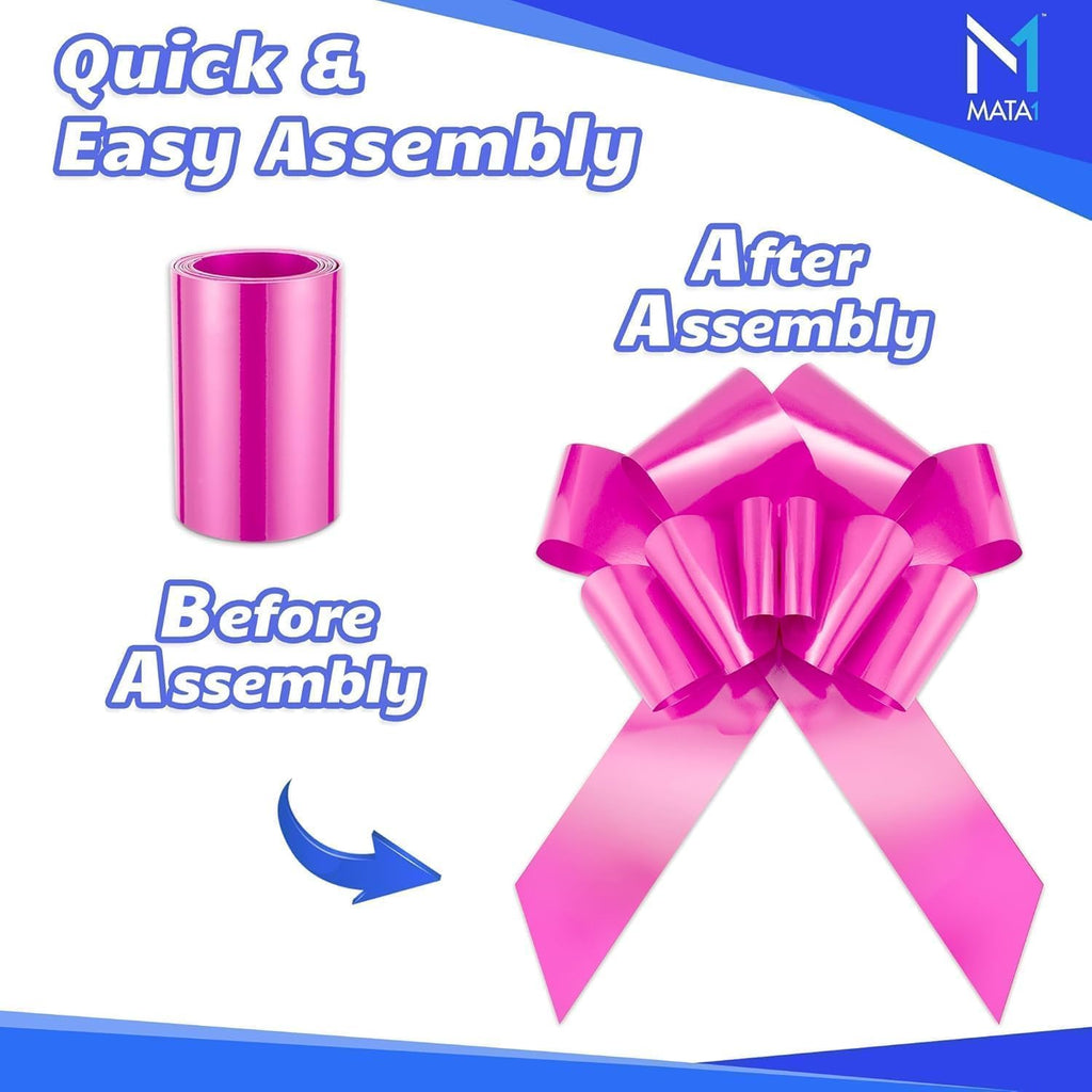 Mata1-USA Huge Pink Car Bow | 30-Inch Giant Gift Wrapping Bow for Indoor & Outdoor Use