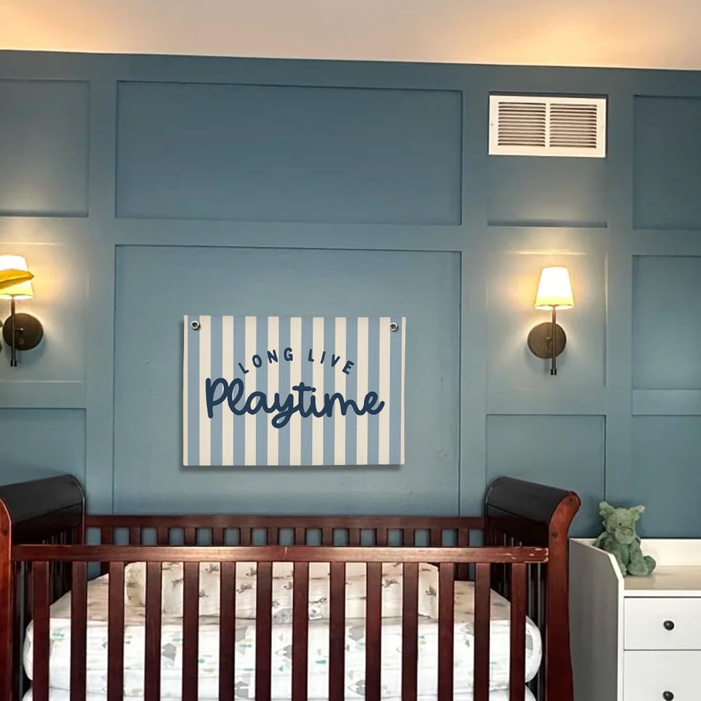 ShowDraven Playroom Wall Decor, Toddler Playroom Decor Hanging Linen Banner,Play Room Wall Decor for Nursery Nursery, 20x30 Inch