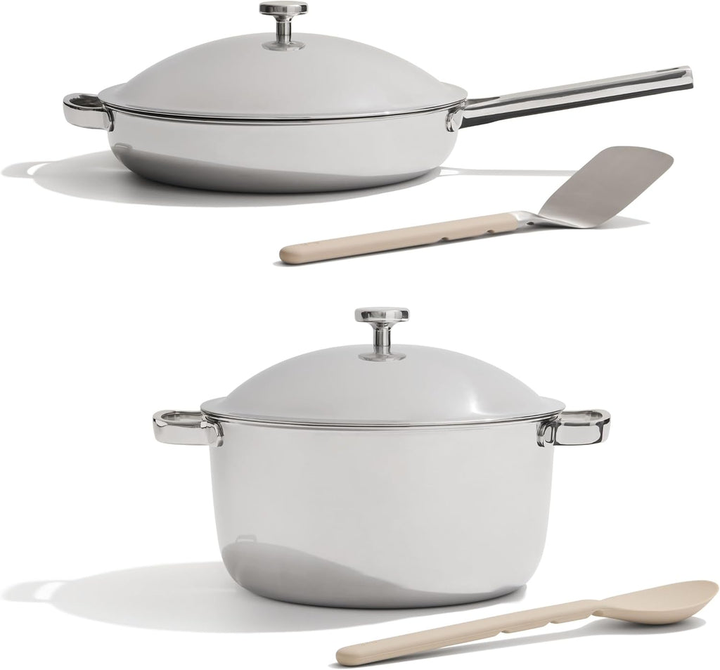 Our Place Titanium Pro Cookware Duo - Always Pan Pro & Perfect Pot Pro | Nonstick, Tri-Ply Titanium & Stainless Steel | Oven Safe up to 1000°F | Chrome