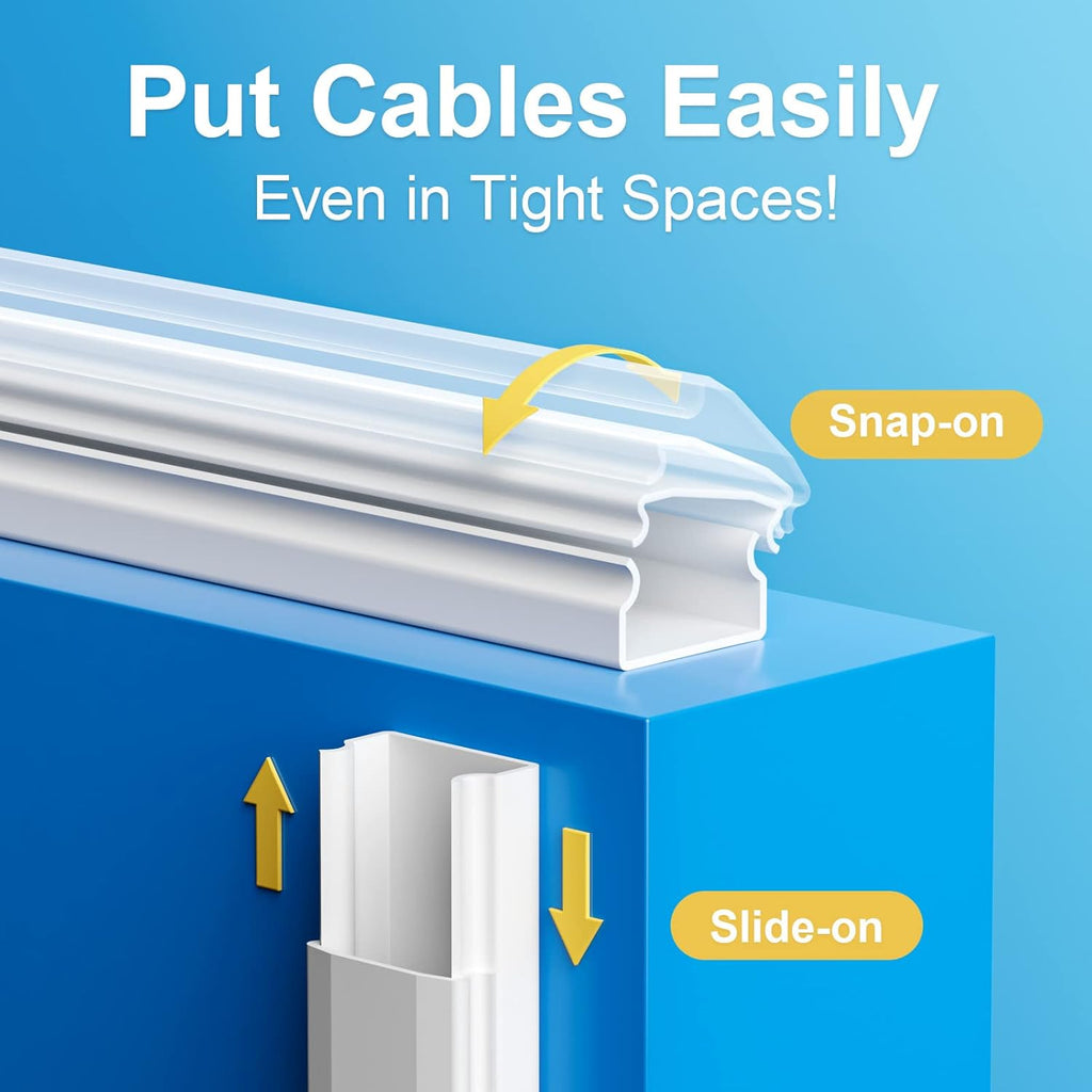 Yecaye Cord Cover - 42in TV Cord Hider for Up to 4 Cords | White Cable Raceway & Wire Concealer