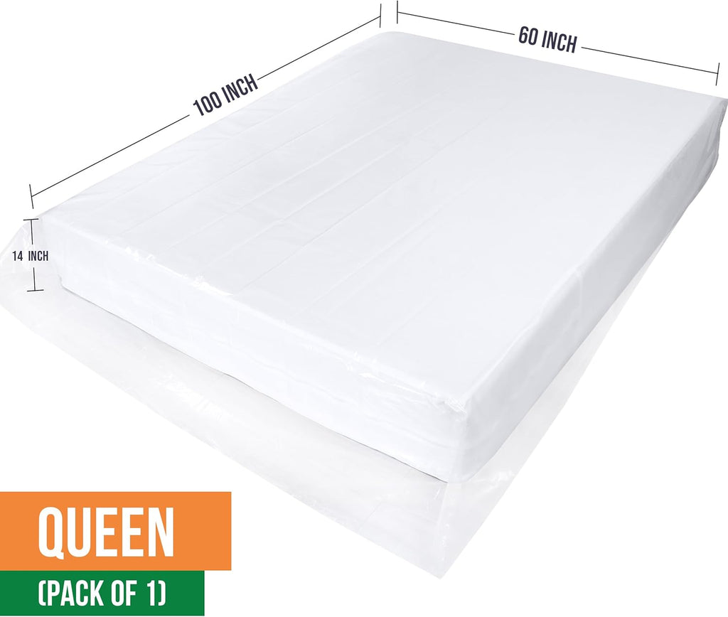 Utopia Home Queen Size Mattress Cover - Heavy Duty 4 Mil Plastic Bag for Easy Moving | Fits Mattresses Up to 14 Inches