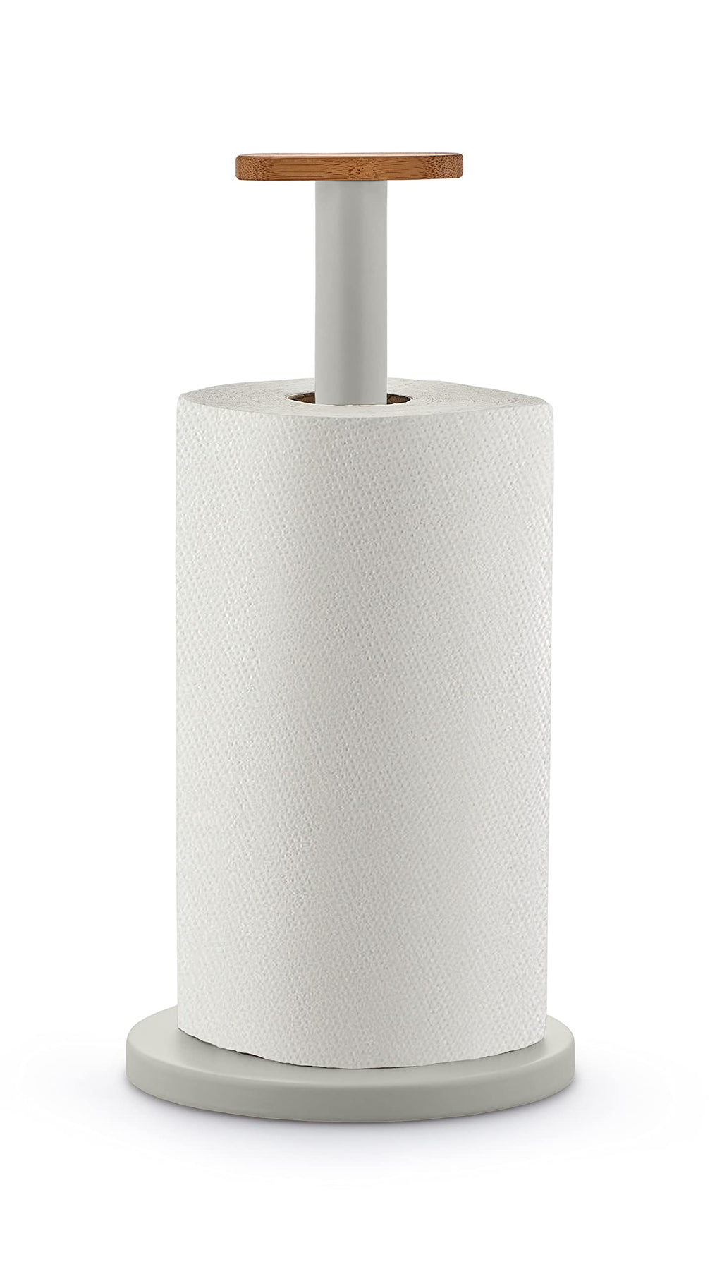 Alessi Mattina BG05 WG - Design Kitchen Roll Holder, in Colored Steel with Epoxy Resin and Knob in Bamboo Wood, Warm Gray