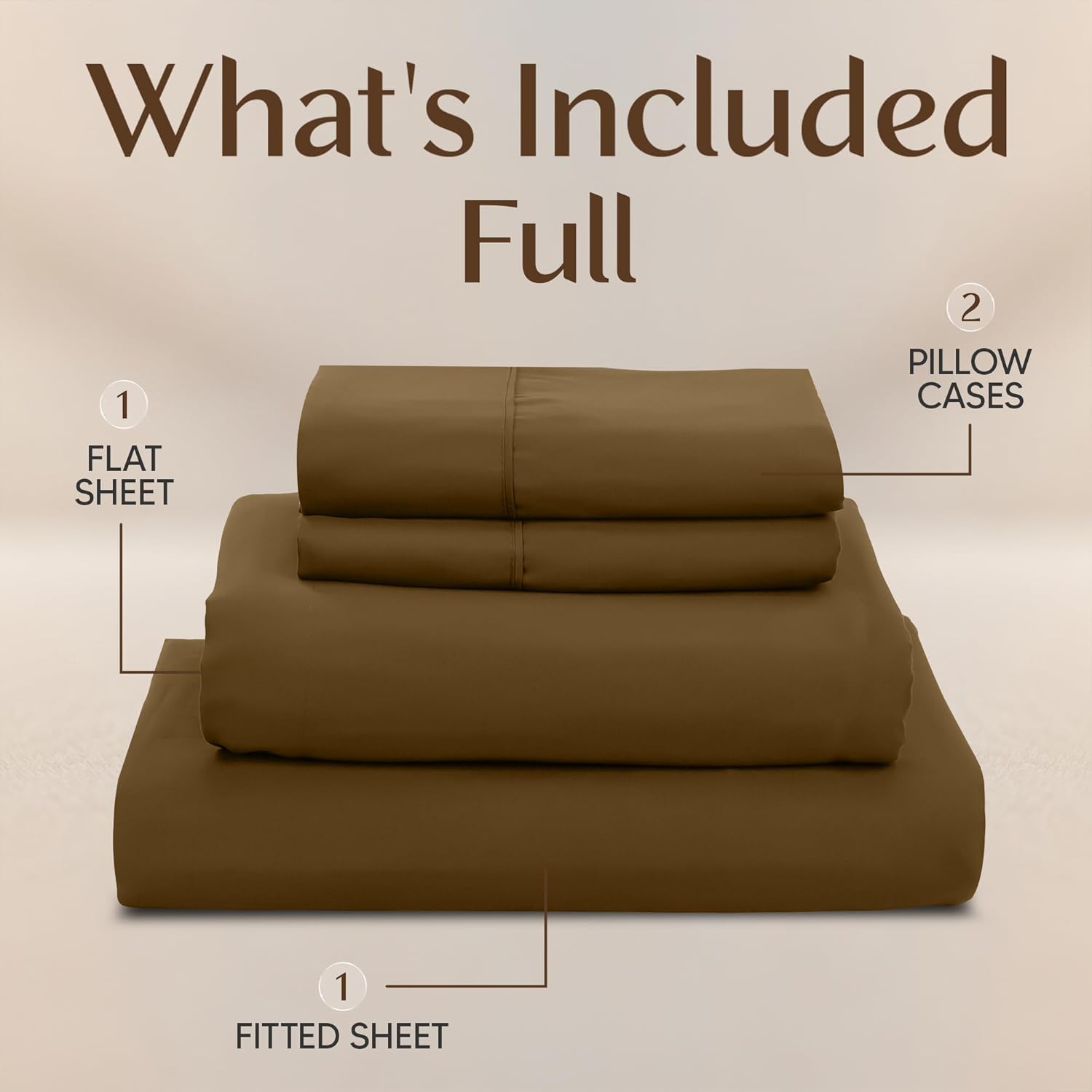 Utopia Bedding Full Size Sheet Set - Soft, Breathable Microfiber, 4-Piece in Mocha | Oeko Tex Certified