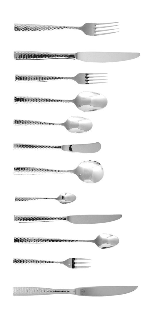 Fortessa Lucca Faceted 18/10 Stainless Steel Flatware Espresso Spoon, Set of 12