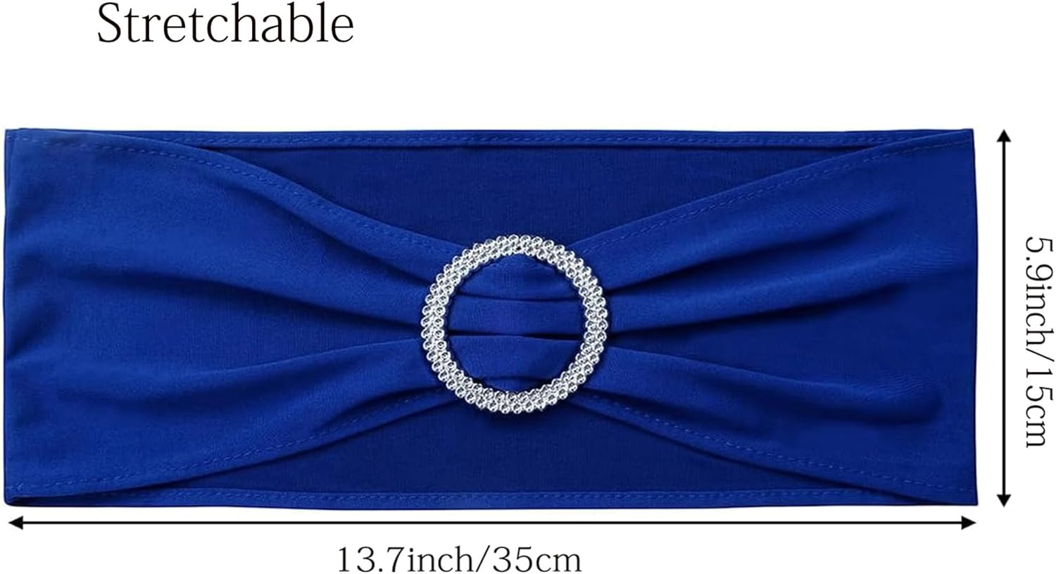 Spandex Royal Blue Chair Sashes - 100 Pack Wedding Chair Bands with Buckles for Events & Parties
