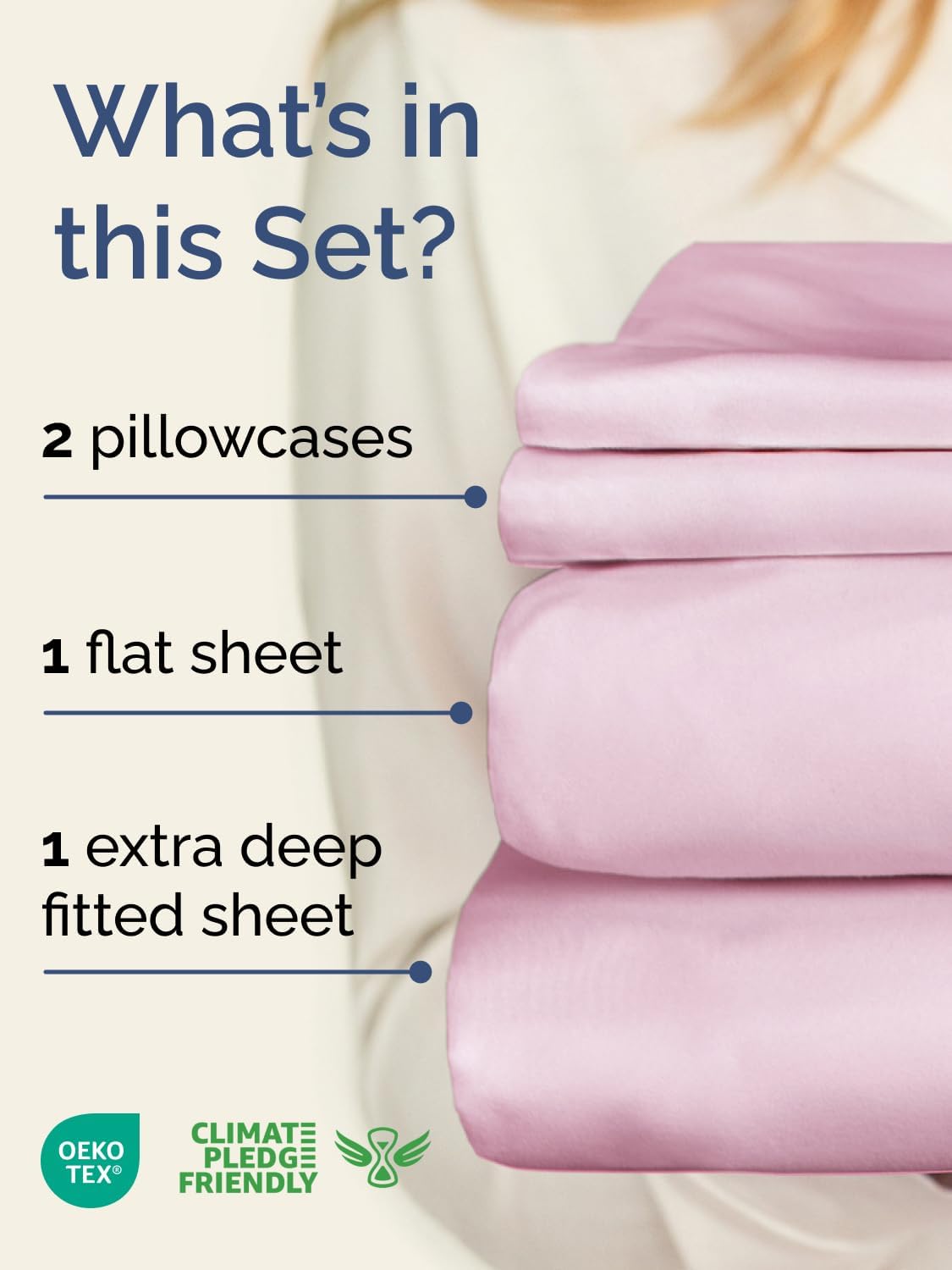Skiennix Extra Deep Twin Sheet Set | 4-Piece Breathable Cooling Bedding - Soft, Wrinkle-Free Light Pink