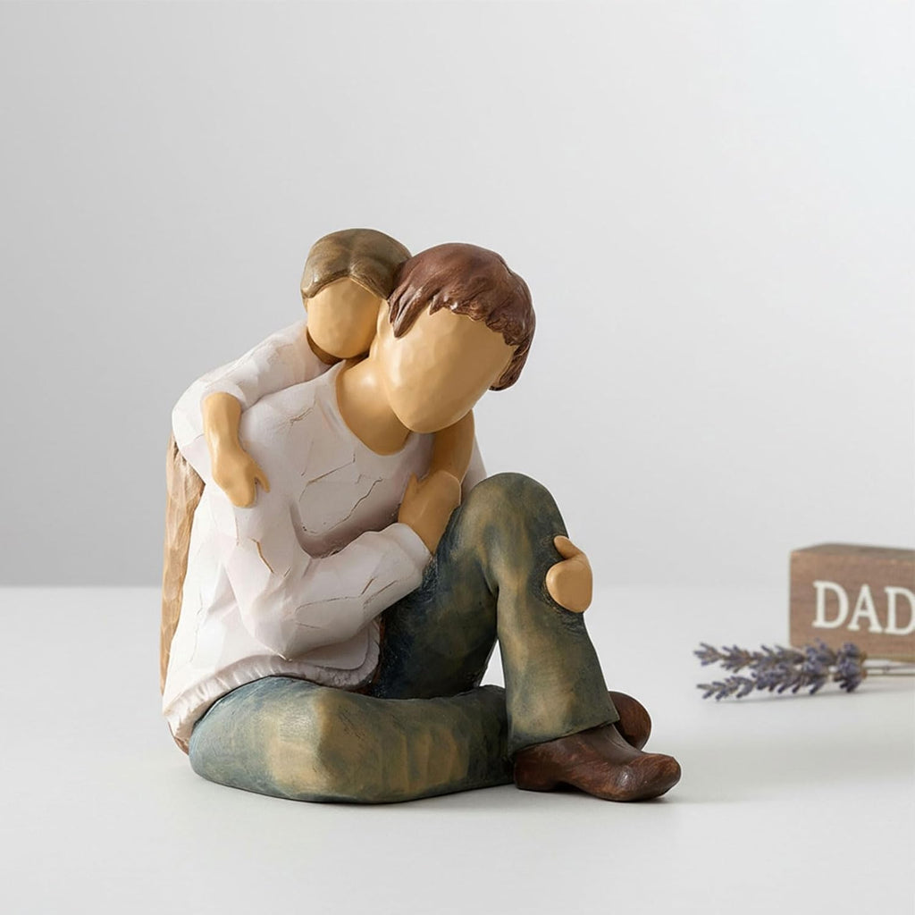 NAN ZAI NAN FANG Father Daughter Figurine - Personalized Resin Sculpture | 4.7" Hand-Painted Gift for Dad
