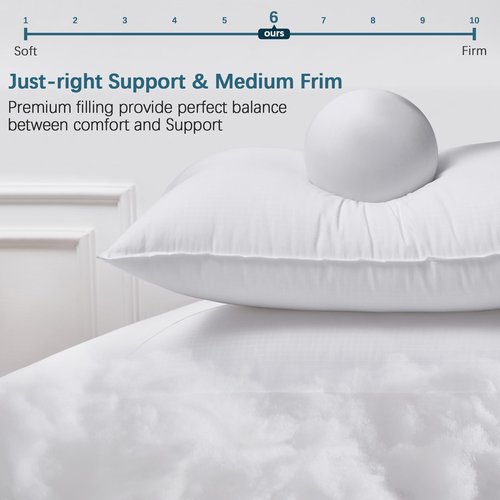 FROHAUL Pillows Queen Size Set of 4, Grid Hotel Bed Pillows for Sleeping,Medium-Firm Microfiber Pillows for Side, Back and Stomach Sleepers