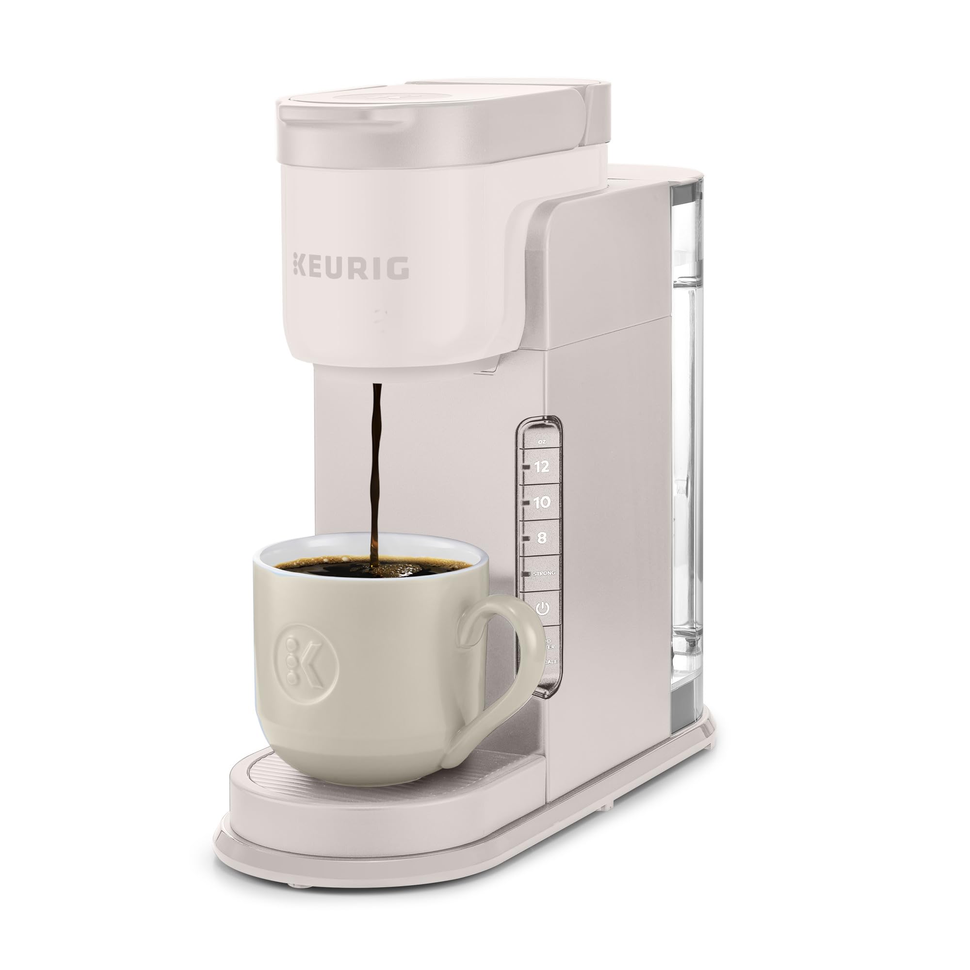 Keurig K-Express Single Serve K-Cup Pod Coffee Maker, 3 Brew Sizes, Strong Button Feature, 42oz Removable Reservoir, Warm Stone