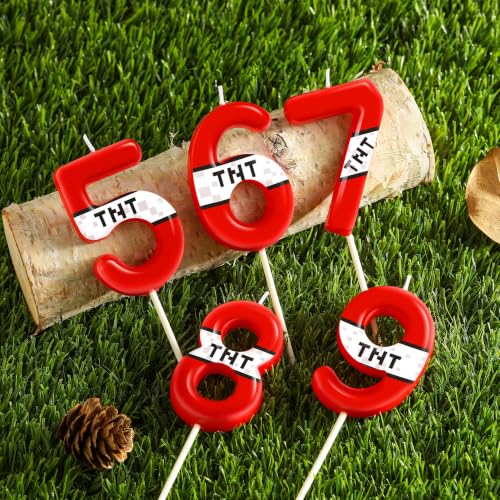 TNT Themed Number 6 Birthday Candle - 2.76 Inch Red Cake Decoration