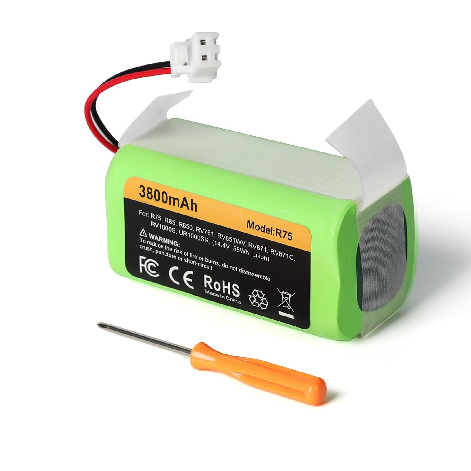 Topwowe Replacement RVBAT850 Battery (3800mAh, 2-Prong Connector) Compatible with Shark Ion R75, R85, RV761, RV850C, RV1000S, RV700_N, RV720_N, UR1000SR