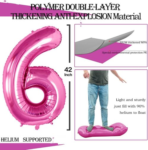 GOER Jumbo 26 Inch Foil Balloons - Hot Pink 26th Birthday Party Decorations | Helium-Ready