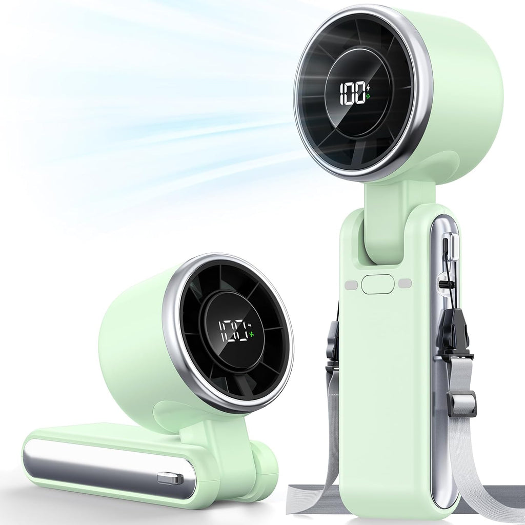 Skiennix Portable Handheld Turbo Fan - 5-Speed Rechargeable Mini Fan for Travel | Green Color