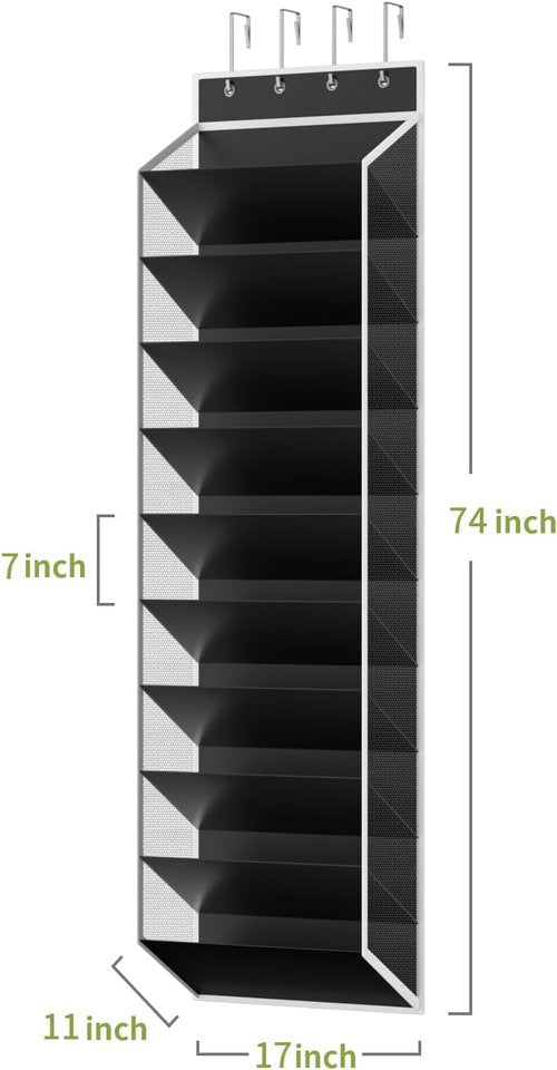 KEEPJOY Over Door Shoe Organizer - 10 Tiers Mesh Storage with Deep Pockets for 20-30 Pairs - Black