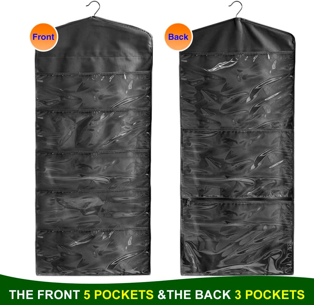 ProPik Gift Bag Storage Organizer - Double-Sided with Multiple Pockets | 38 x 16 Inch PVC (Full Black)