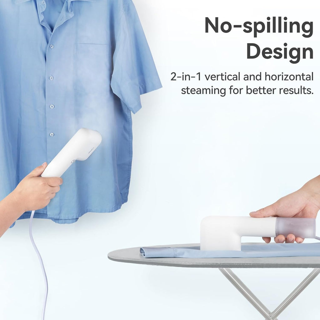 Skiennix Travel Steamer - Portable Handheld Garment Steamer | 15-Second Heat-Up, 2-in-1 Iron, 1.1 lbs, White