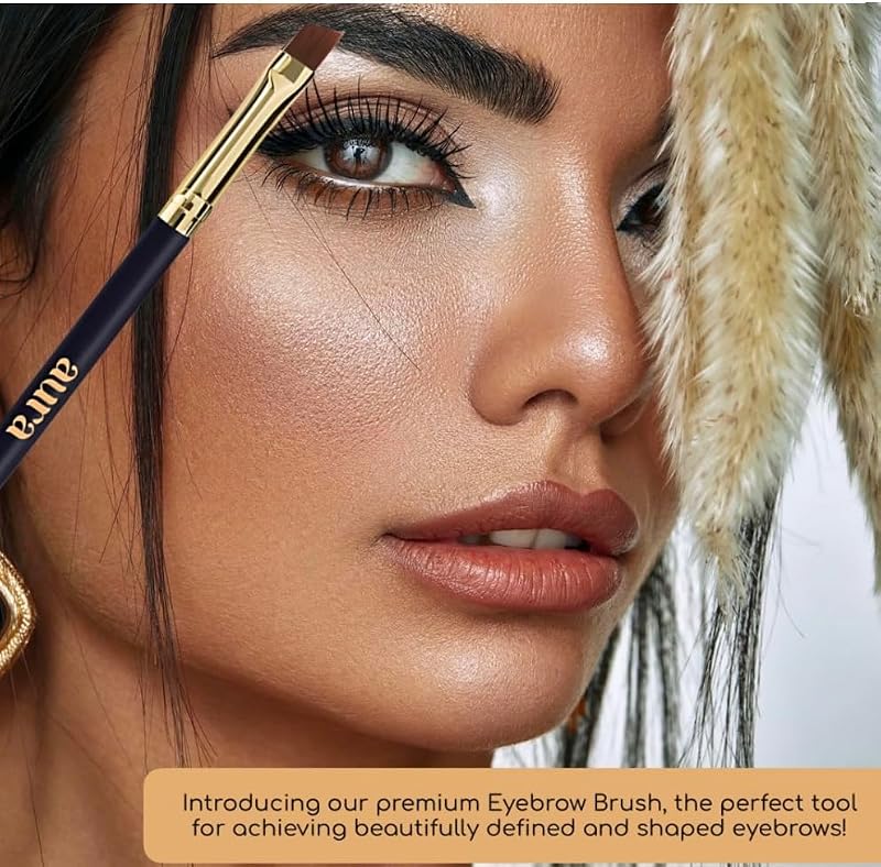 Aura Duo Eyebrow Brush and Spoolie, Dual-Ended Brow and Lash Grooming Tool