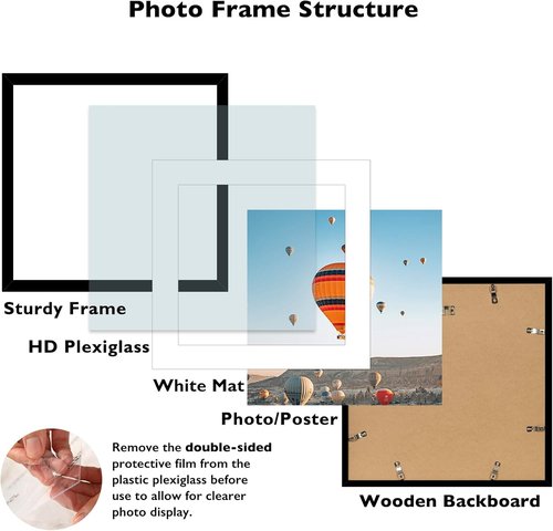 JCJMY 20x20 Black Picture Frame - Display 16x16 Photos with Mat or 20x20 Without | Shatter-Resistant Plexiglass