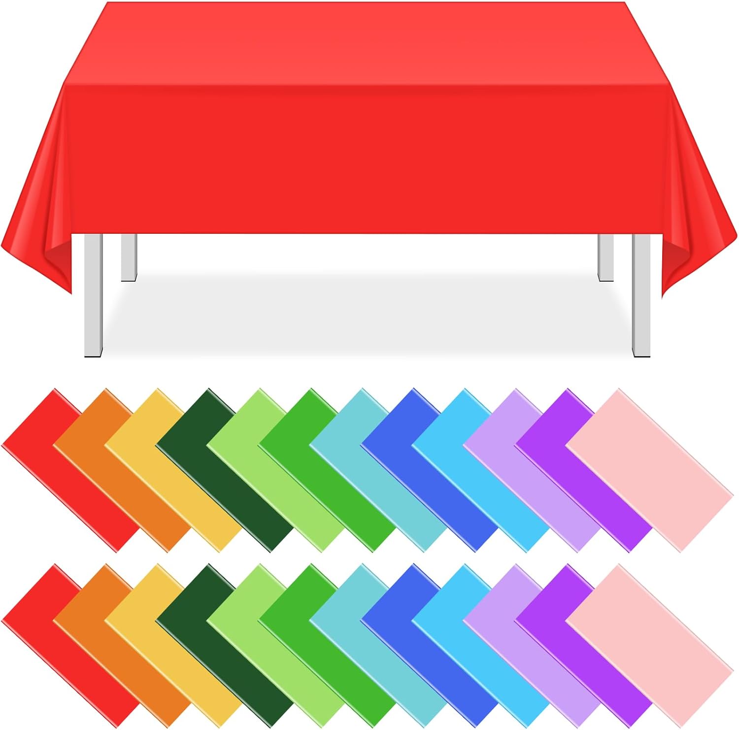Skiennix 24 Pack Rainbow Tablecloths - Colorful Disposable Plastic Covers for Parties | 54 x 108 Inch