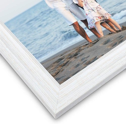 LaVie Home 5x7 Picture Frame - Rustic Distressed White Design for Wall & Tabletop Display