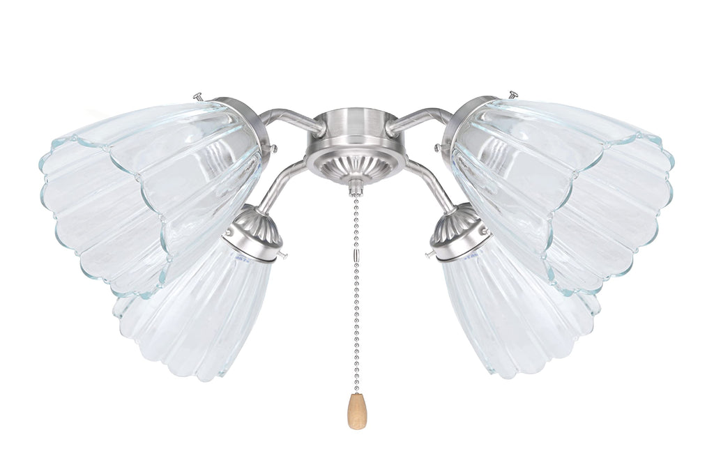 Aspen Creative 23056-4A Contemporary Clear Ceiling Fan Glass Shade.2-1/8"Fitter.Size:3-7/8"D x 4-7/8"H.4Pcs/Pack