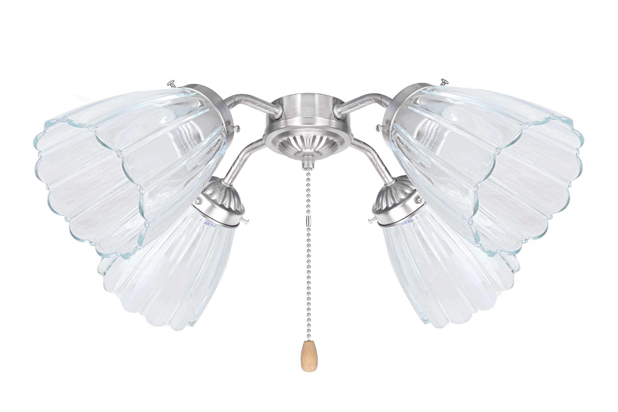 Aspen Creative 23056-4A Contemporary Clear Ceiling Fan Glass Shade.2-1/8"Fitter.Size:3-7/8"D x 4-7/8"H.4Pcs/Pack