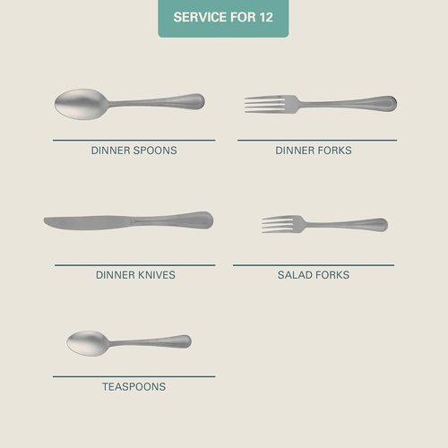 Gibson Home Sinta 87-Piece Stainless Steel Flatware Set - Bead Border Design, Service for 12, Dishwasher Safe