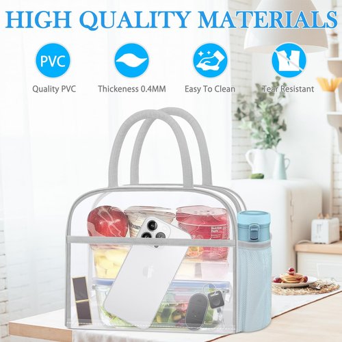 DALINDA Clear Bag Stadium Approved, Lunch Bag Lunch Box for Women Men Reusable Insulated Lunch Tote Bag