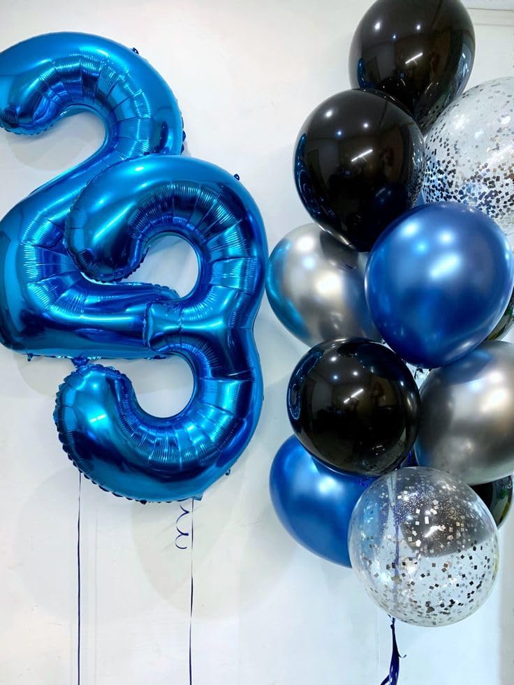 Metallic Blue Number 1 Balloon - 40 Inch First Birthday Decoration for Boys & Girls