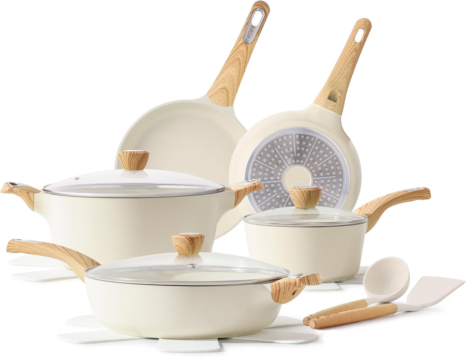 SENSARTE 14-Piece Ceramic Cookware Set - Non-Stick Induction Pots & Pans | Healthy, Non-Toxic Design